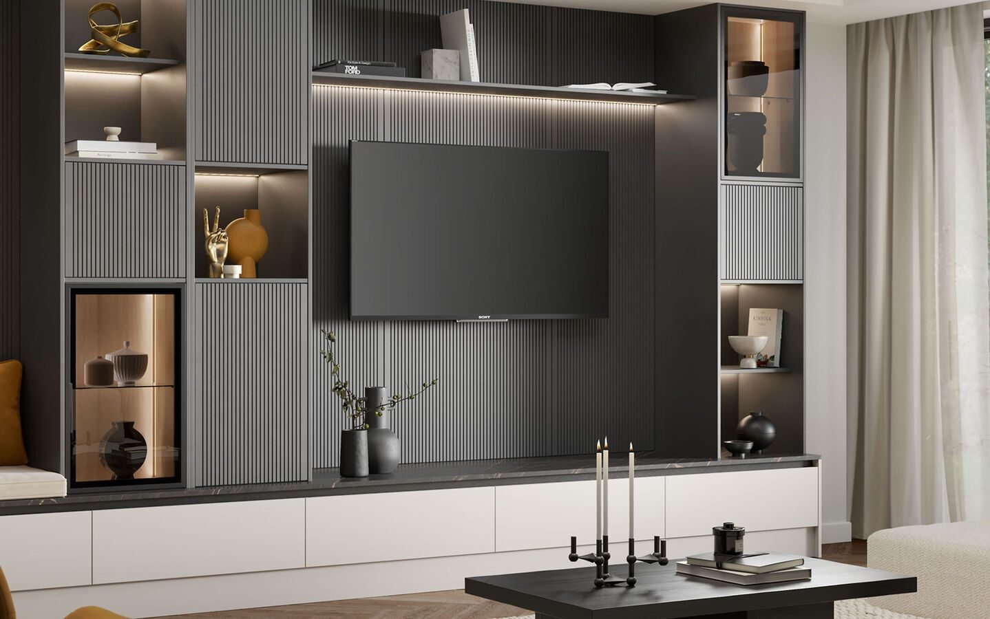 Bespoke media wall by DTR Customs, Nottingham